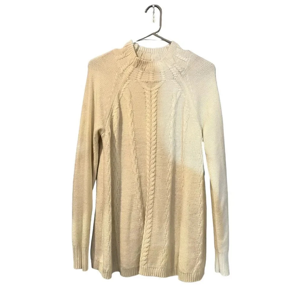 Elle Cable Knit White Sweater Size Large